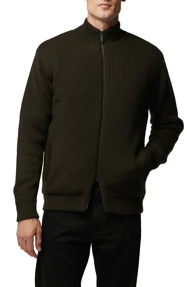 Rodd & Gunn Loke Coleridge Rib Merino Wool Zip-Up Cardigan in Dark Tobacco Cover