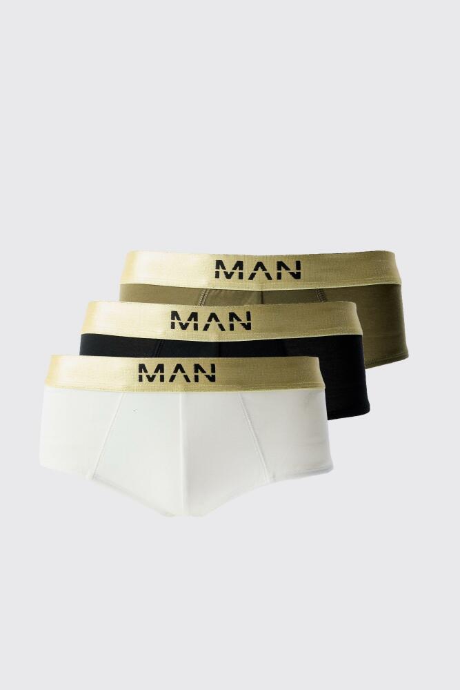 boohoo Mens 3 Pack Man Dash Gold Waistband Briefs - Multi Cover