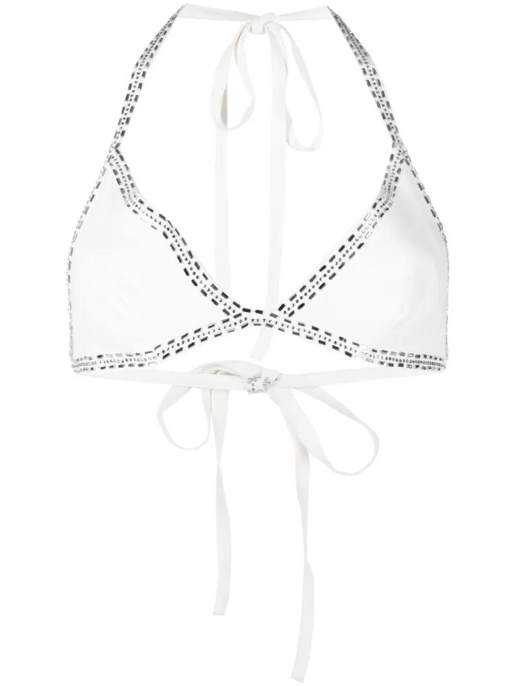 Loulou Yaya crystal-embellished triangle top - White Cover