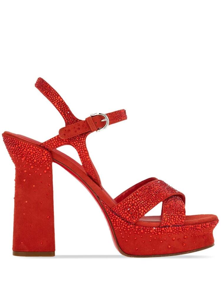 Ferragamo crystal-embellished platform sandals - Red Cover