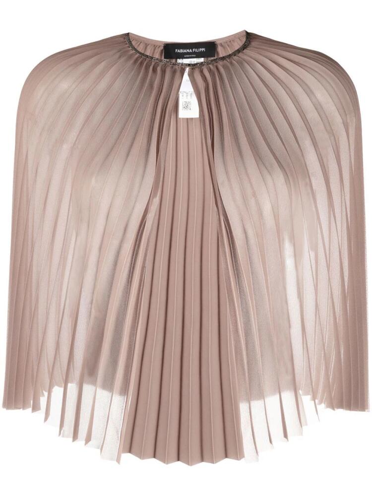 Fabiana Filippi stud-detail pleated cape - Neutrals Cover