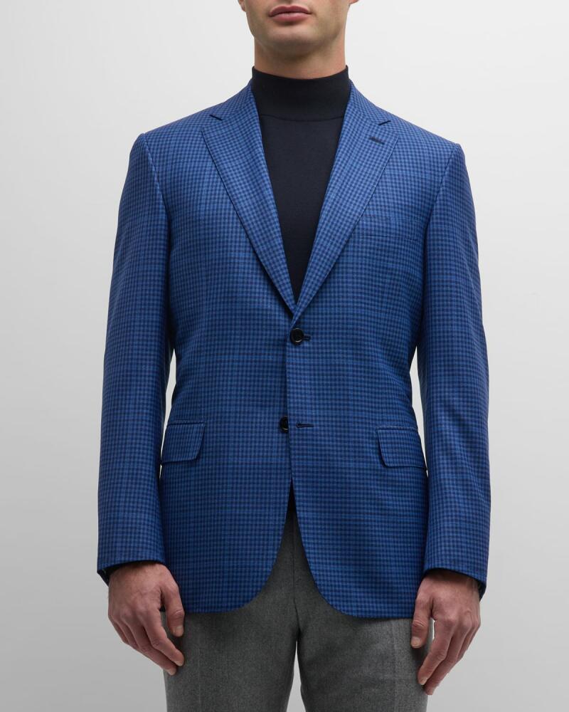 Brioni Men's Windowpane Overcheck Sport Coat Cover