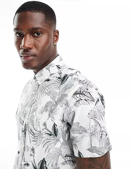 Jack & Jones floral shirt in gray Cover