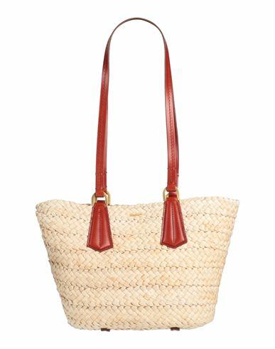 Max Mara Woman Shoulder bag Beige Straw, Soft Leather Cover