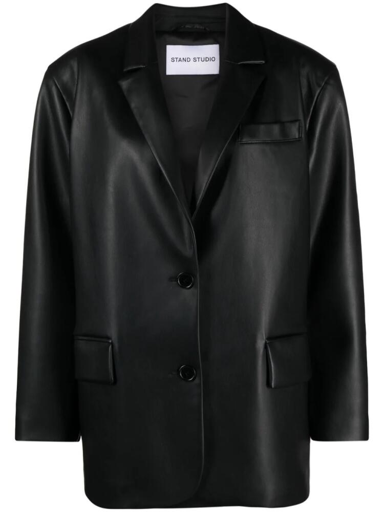 STAND STUDIO faux-leather single-breasted blazer - Black Cover