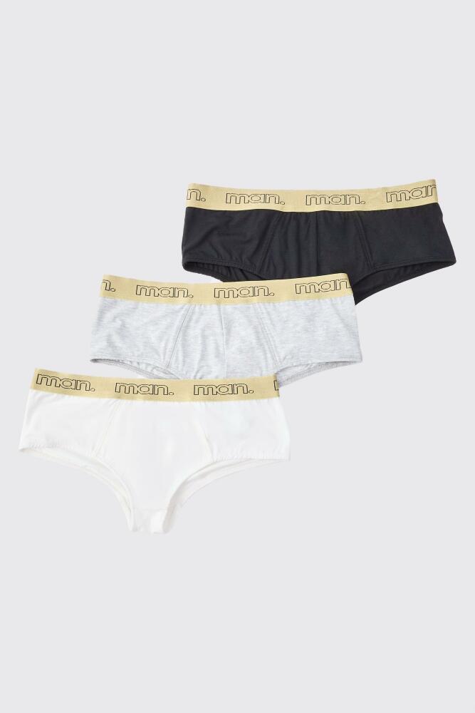 boohoo Mens 3 Pack Man Gold Waistband Briefs - Multi Cover