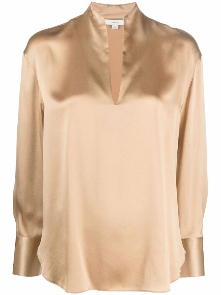 Vince long-sleeve silk blouse - Neutrals Cover