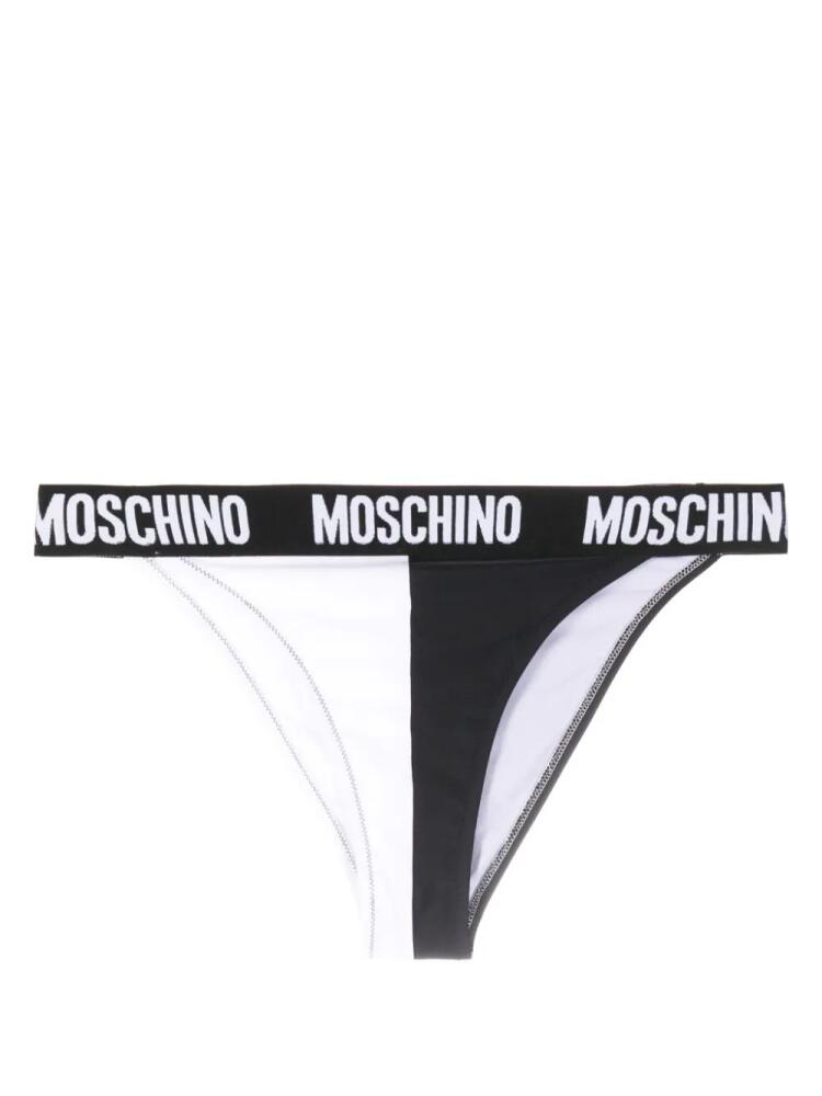 Moschino high-waisted logo-print bikini bottoms - Black Cover