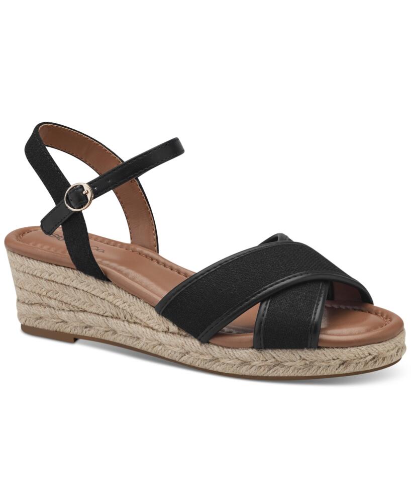 Style & Co Women's Leahh Strappy Espadrille Wedge Sandals, Created for Macy's - Black Canvas Cover