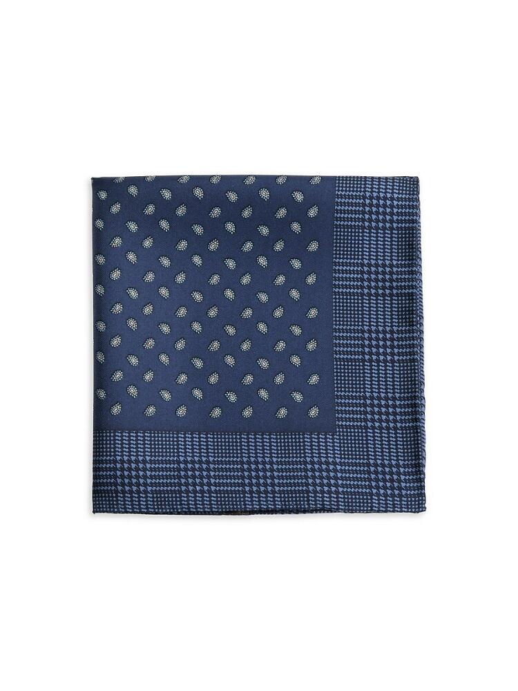 Saks Fifth Avenue Men's Print Silk Pocket Square - Navy Cover