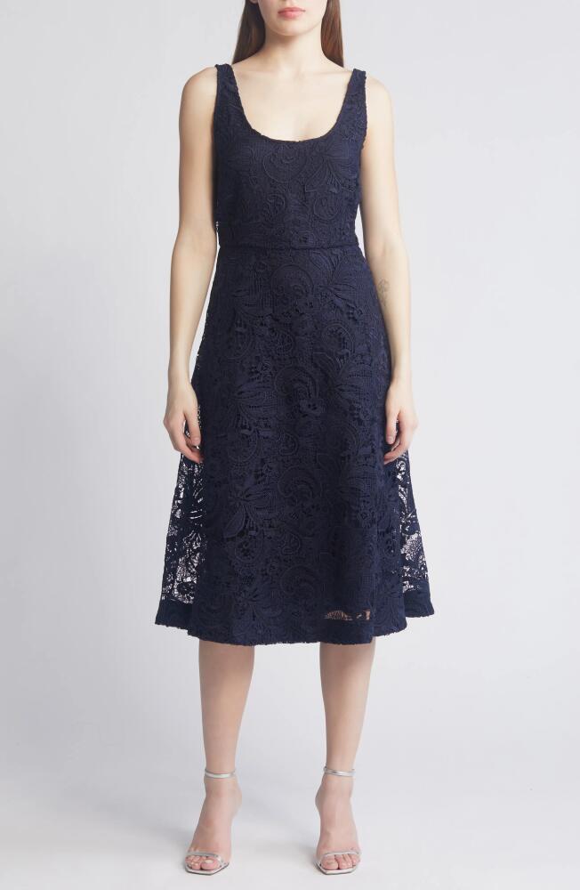 KOBI HALPERIN Jacqueline Paisley Lace Midi Dress in Midnight Blue Cover