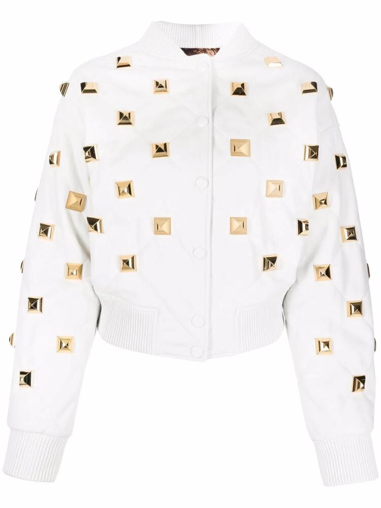 Philipp Plein studded quilted bomber jacket - White Cover