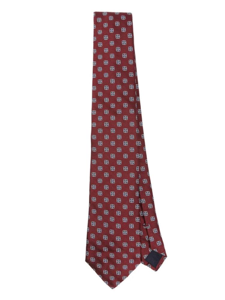 FURSAC floral silk-satin tie - Red Cover