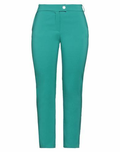 Rinascimento Woman Pants Emerald green Polyester, Elastane Cover