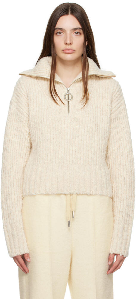 AMI Paris Beige Zip-Up Sweater Cover