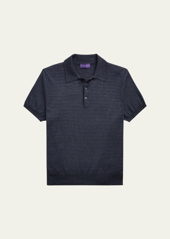 Ralph Lauren Purple Label Men's Striped Silk-Cotton Polo Shirt Cover