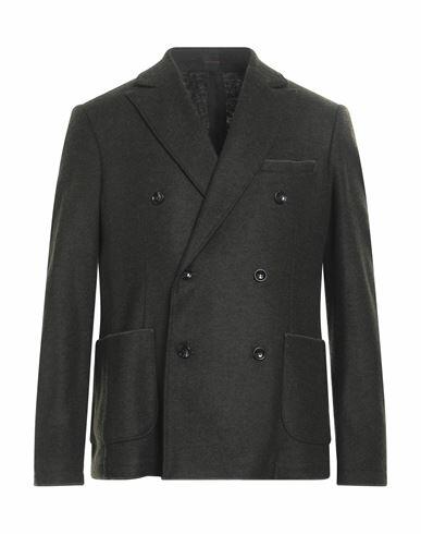 Officina 36 Man Blazer Dark green Polyester, Virgin Wool, Acrylic Cover