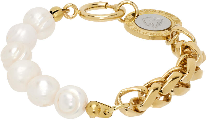 IN GOLD WE TRUST PARIS Gold Pearl & Logo Clasp Bracelet Cover