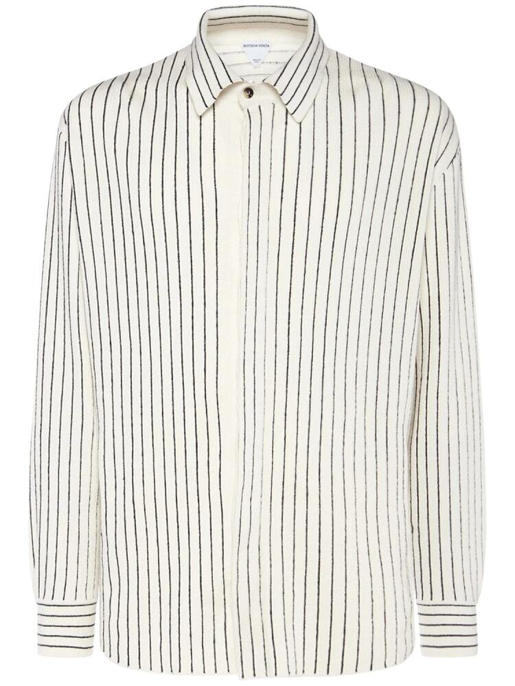 BOTTEGA VENETA Pinstripe Knitted Linen Shirt Cover