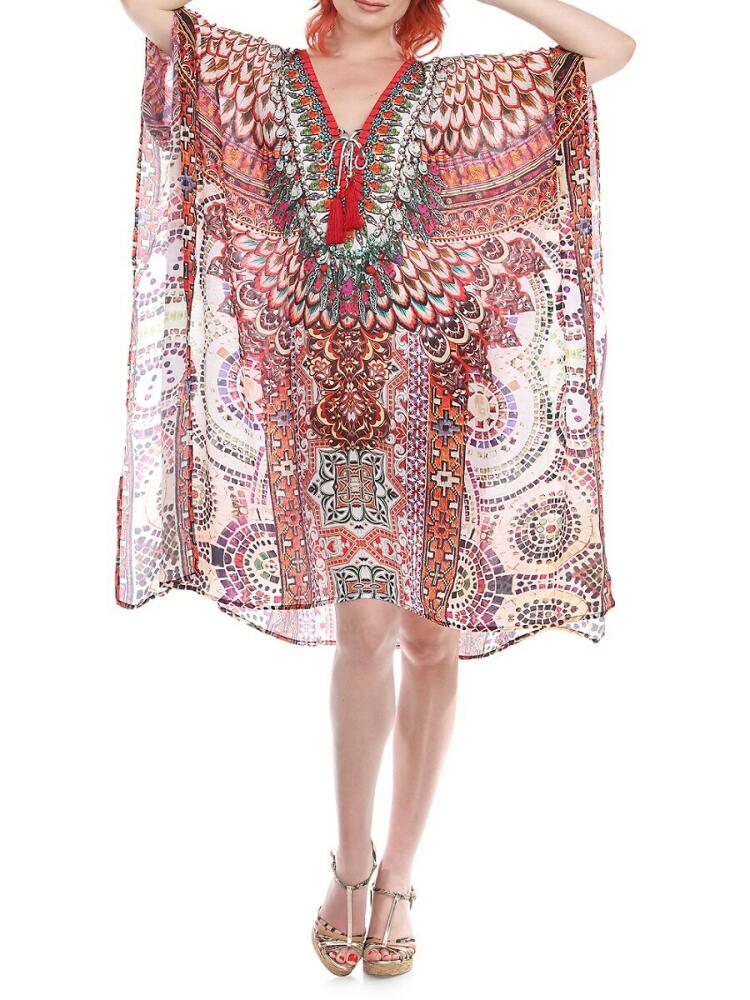 La Moda Clothing Women's Cleopatra Queen Caftan Coverup - Red Multi Cover