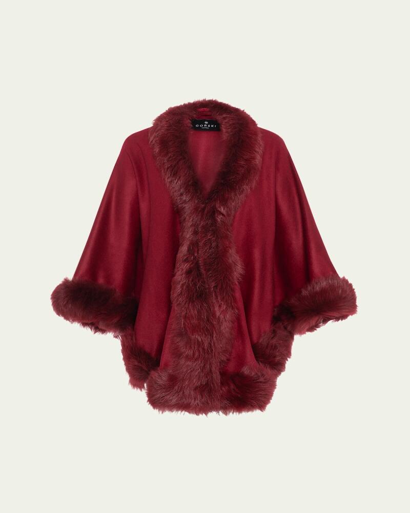 Gorski Cashmere Cape with Toscana Shearling Lamb Trim Cover