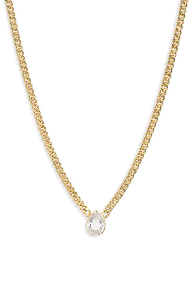 SHYMI Fancy Bezel Pendant Necklace in Gold/White/pear Cut Cover