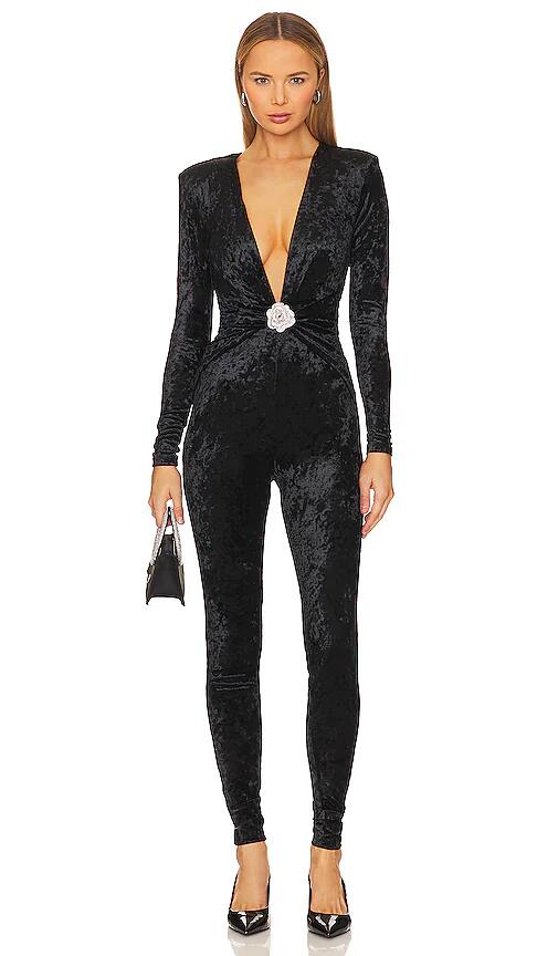 Ronny Kobo Rhodes Velvet Catsuit in Black Cover