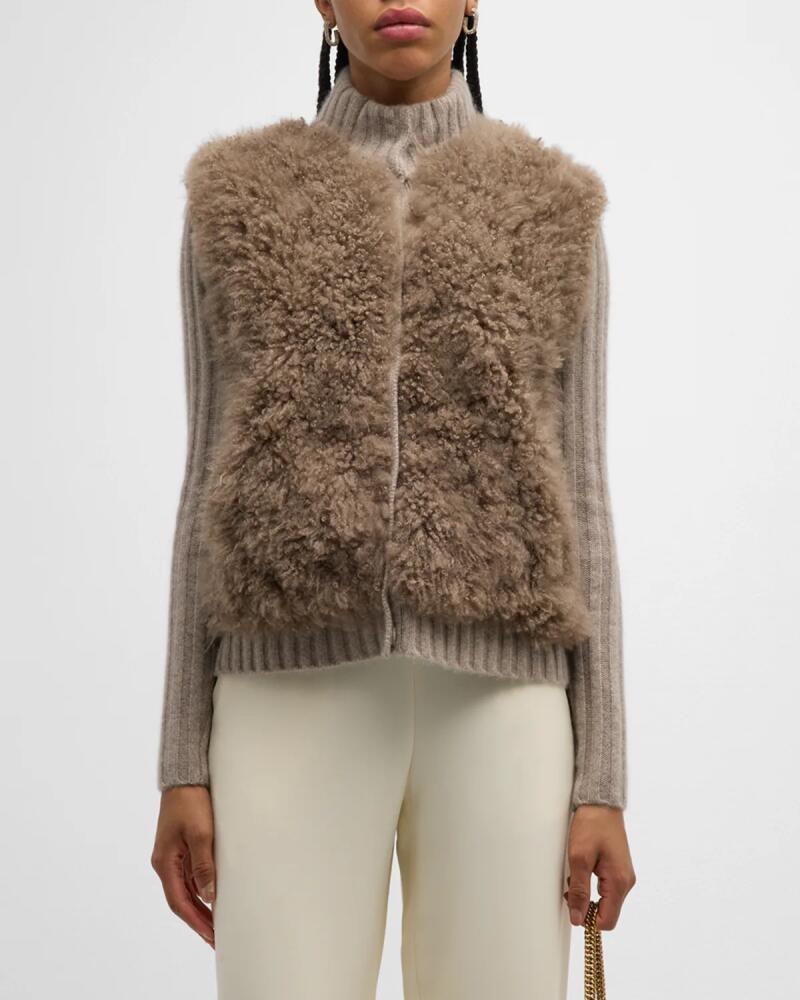 TSE Cashmere Cashmere Goat Fur Ribbed Button-Down Cardigan Cover