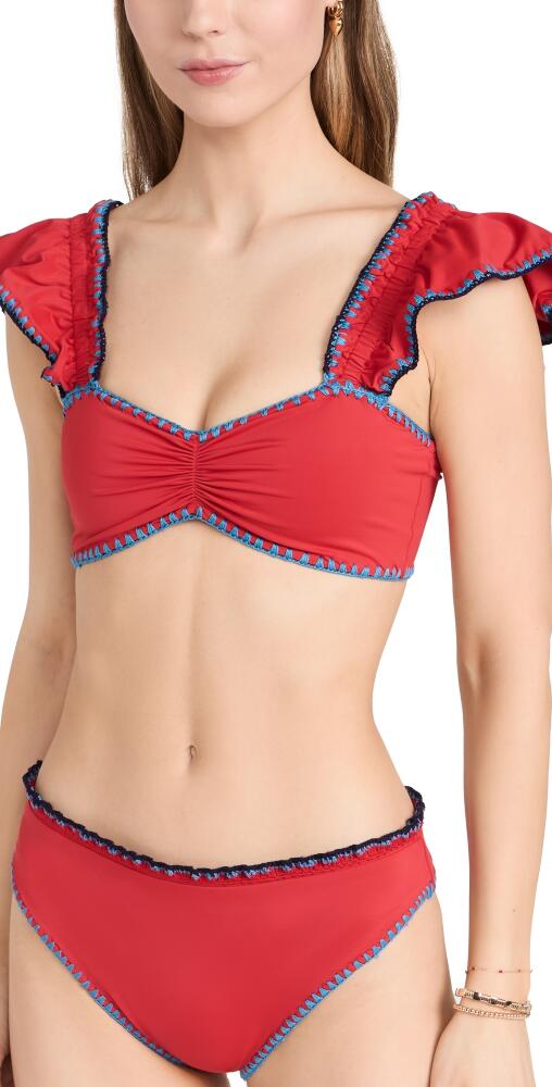 Sea Lemika Crochet Flutter Sleeve Bikini Top Scarlet Cover