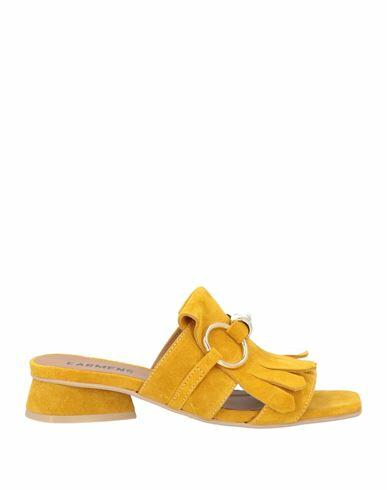 Carmens Woman Sandals Ocher Leather Cover