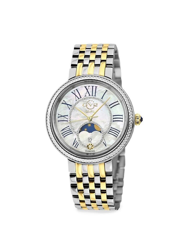 GV2 Women's Genoa 37MM Two Tone Stainless Steel & Diamond Bracelet Watch Cover