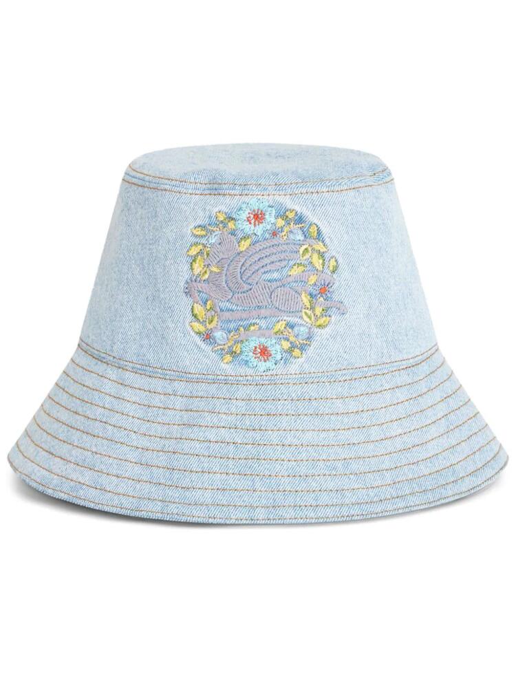 ETRO Pegaso embroidered denim bucket hat - Blue Cover