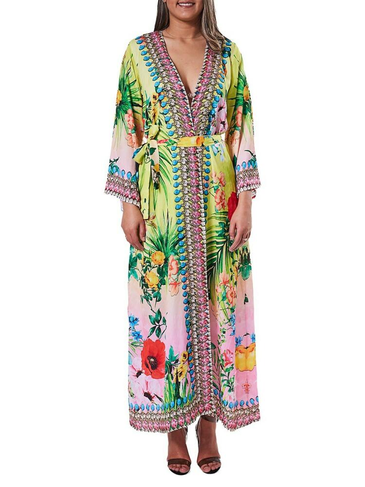 Ranee's Women's Floral Robe - Green Multi Cover