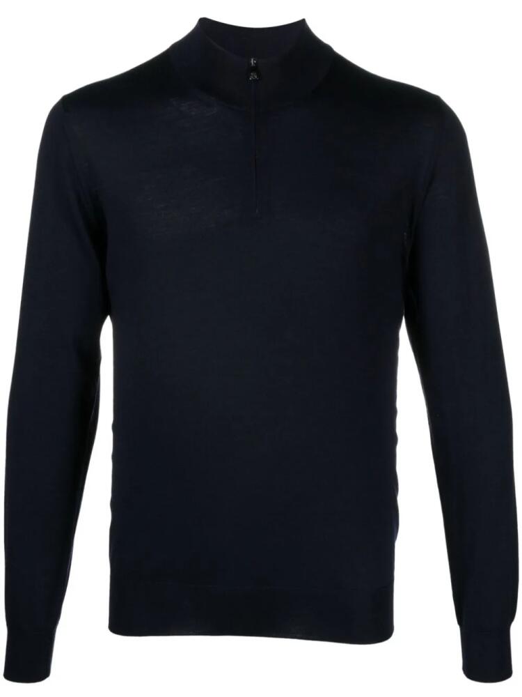 Corneliani half-zip fine-knit jumper - Blue Cover