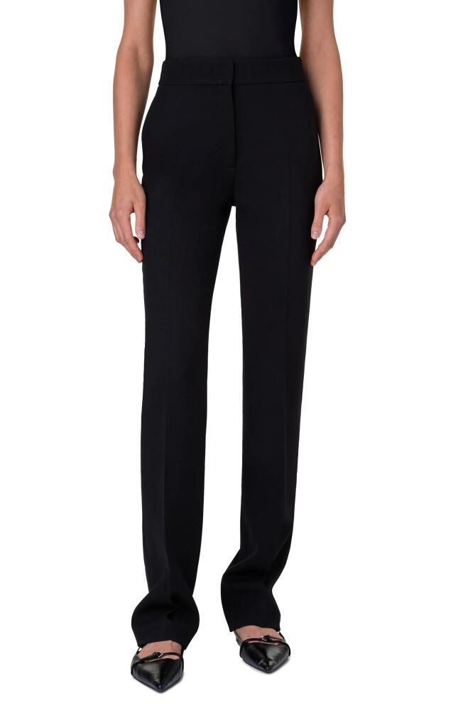 Akris punto Chio Virgin Wool Stretch Crepe Straight Leg Pants in Black Cover