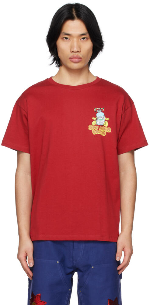 Sky High Farm Workwear Burgundy 'Caution Holes' T-Shirt Cover