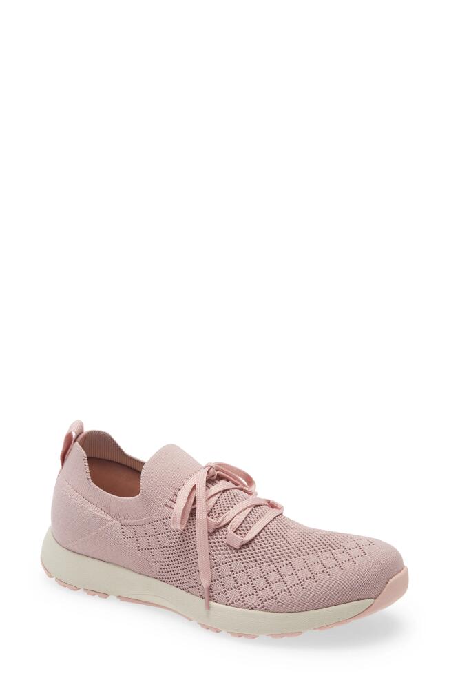 TRAQ by Alegria Froliq Knit Sneaker in Blush Leather Cover