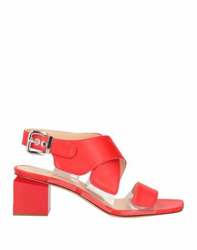 Agl Woman Sandals Red Leather, Plastic Cover