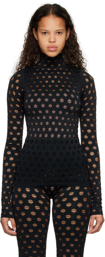 Maisie Wilen Black Perforated Turtleneck Cover