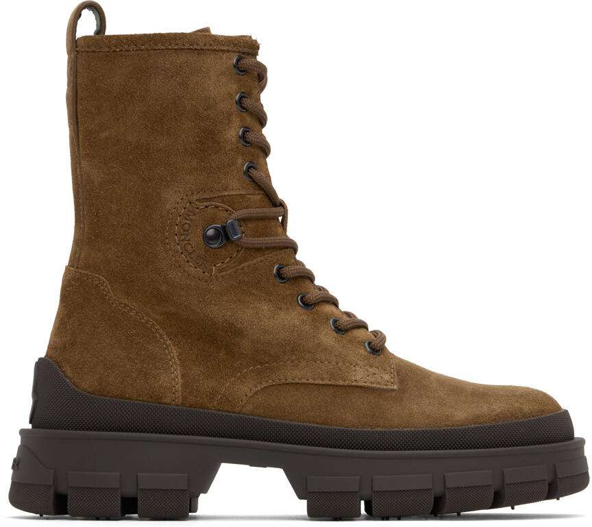 Moncler Brown Hevea Suede Lace-Up Boots Cover