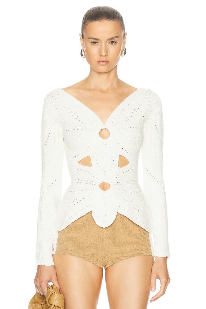 Cult Gaia Lule Crochet Top in White Cover