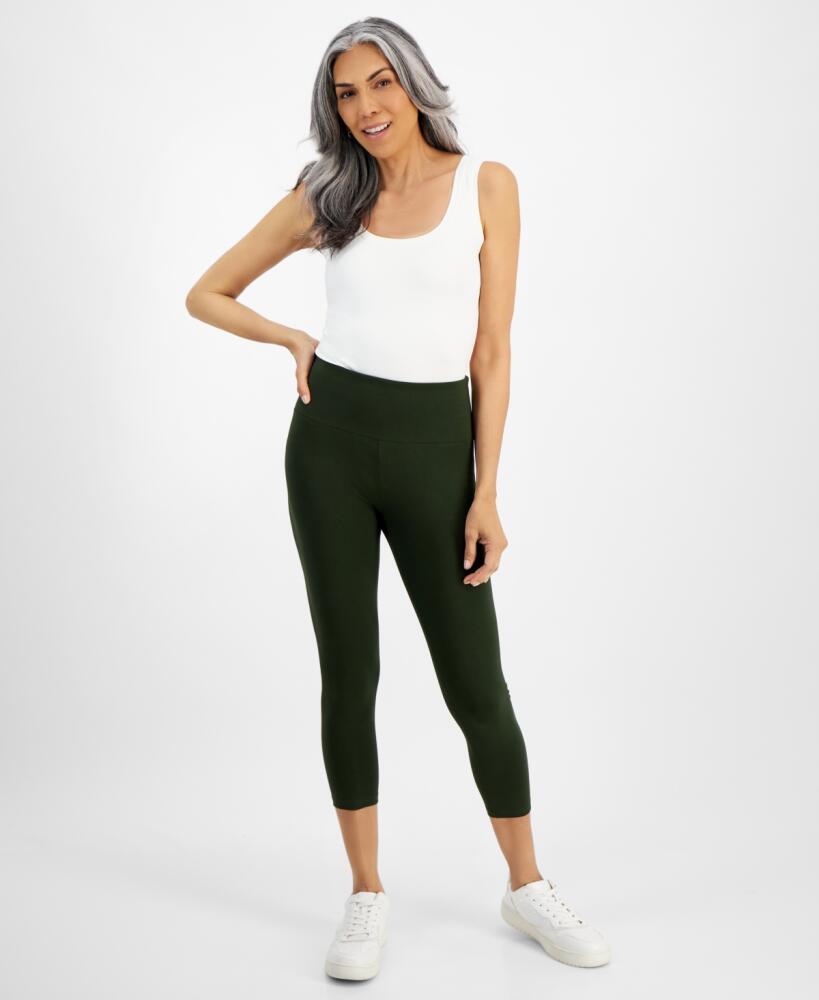 Style & Co Women's High Rise Cropped Pull-On Leggings, Created for Macy's - Ultra Olive Cover