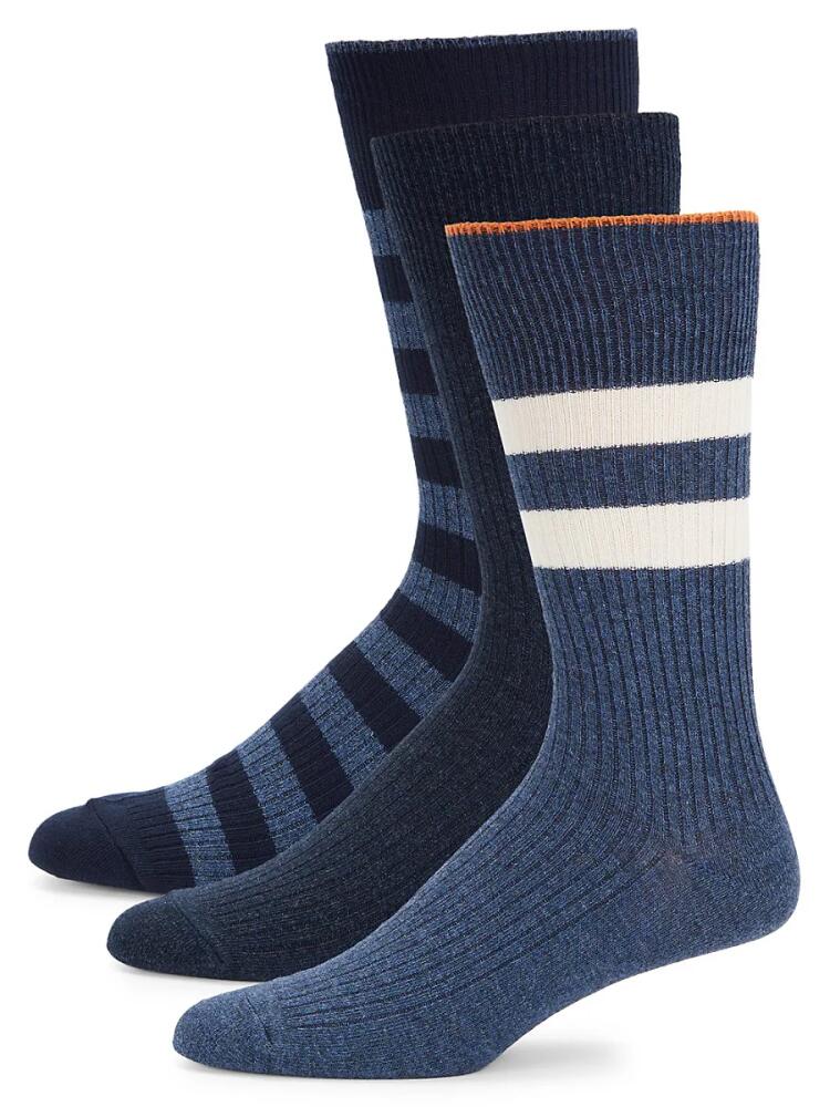 DKNY Men's 3-Pack Contrast Striped Crew Socks - Grey Cover