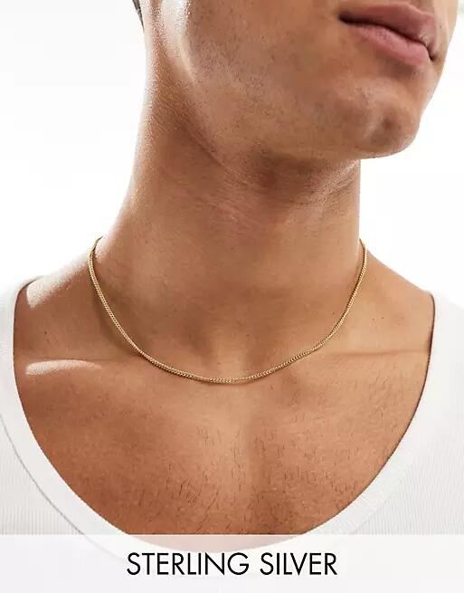 ASOS DESIGN sterling silver short chain necklace with 14k gold plate Cover