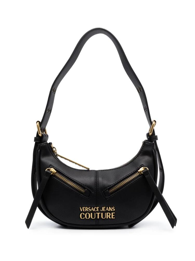 Versace Jeans Couture logo-lettering faux-leather shoulder bag - Black Cover