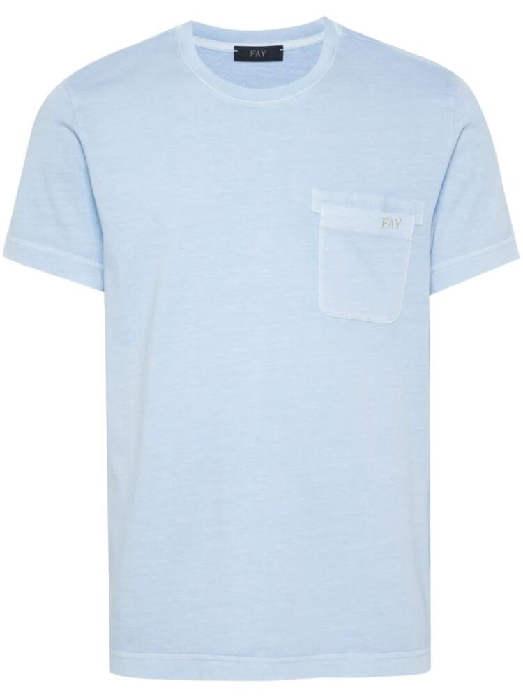 Fay logo-embroidered cotton T-shirt - Blue Cover