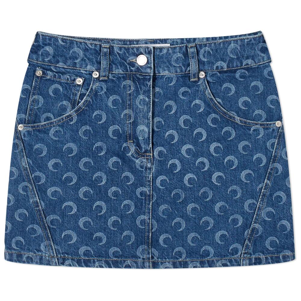 Marine Serre Women's Deadstock Denim Mini Skirt in Blue Cover