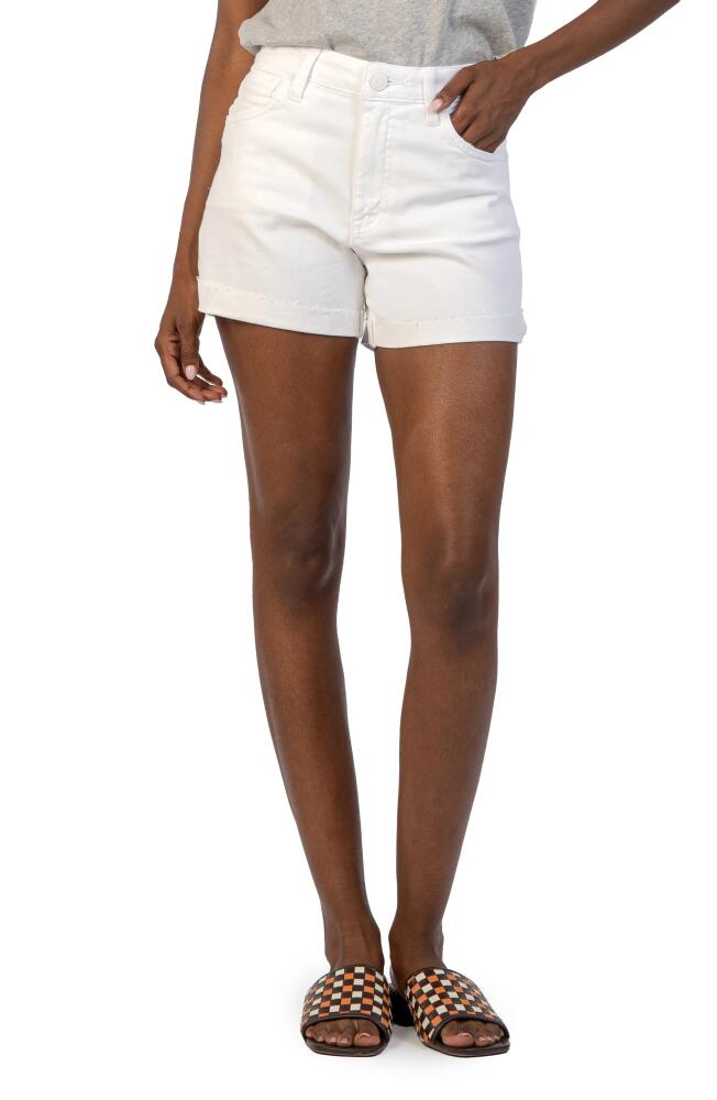 KUT from the Kloth Jane Cuff Raw Hem High Waist Denim Shorts in Optic White Cover