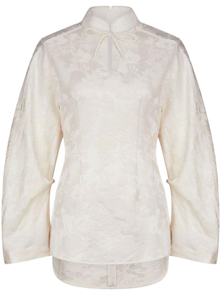 Shanghai Tang floral jacquard blouse - White Cover