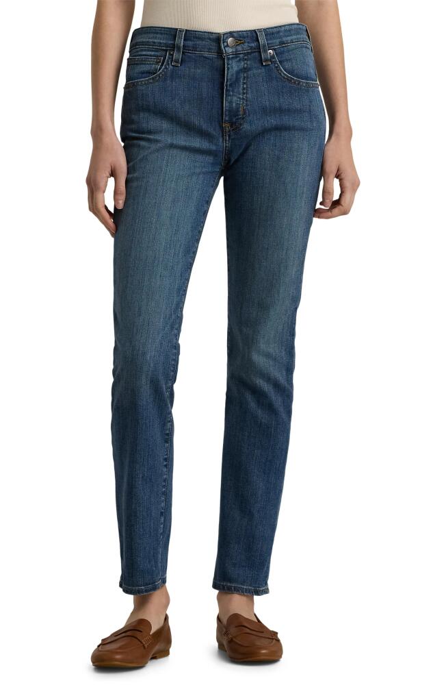 Lauren Ralph Lauren Mid Rise Straight Leg Jeans in Ocean Blue Wash Denim Cover